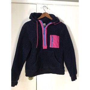 J Crew Womens Half Zip Vintage Polartec Sherpa Think Fleece Jacket Pink Size S